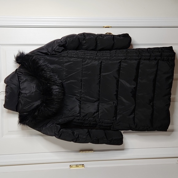 Michael Kors faux fur hooded down filled mid-length winter coat puffer black - Picture 13 of 14